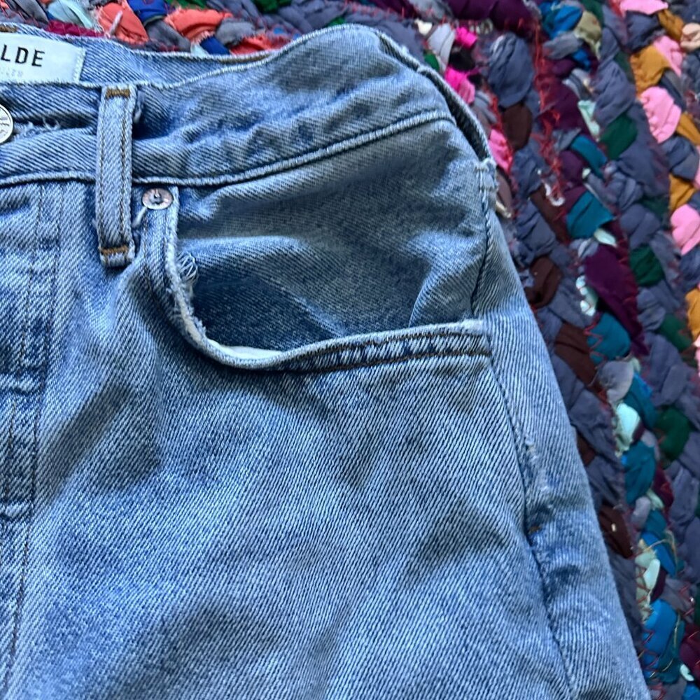 AGOLDE Light Wash High Rise Straight Leg Jeans Women's Size 23 Distressed Denim - Picture 5 of 16